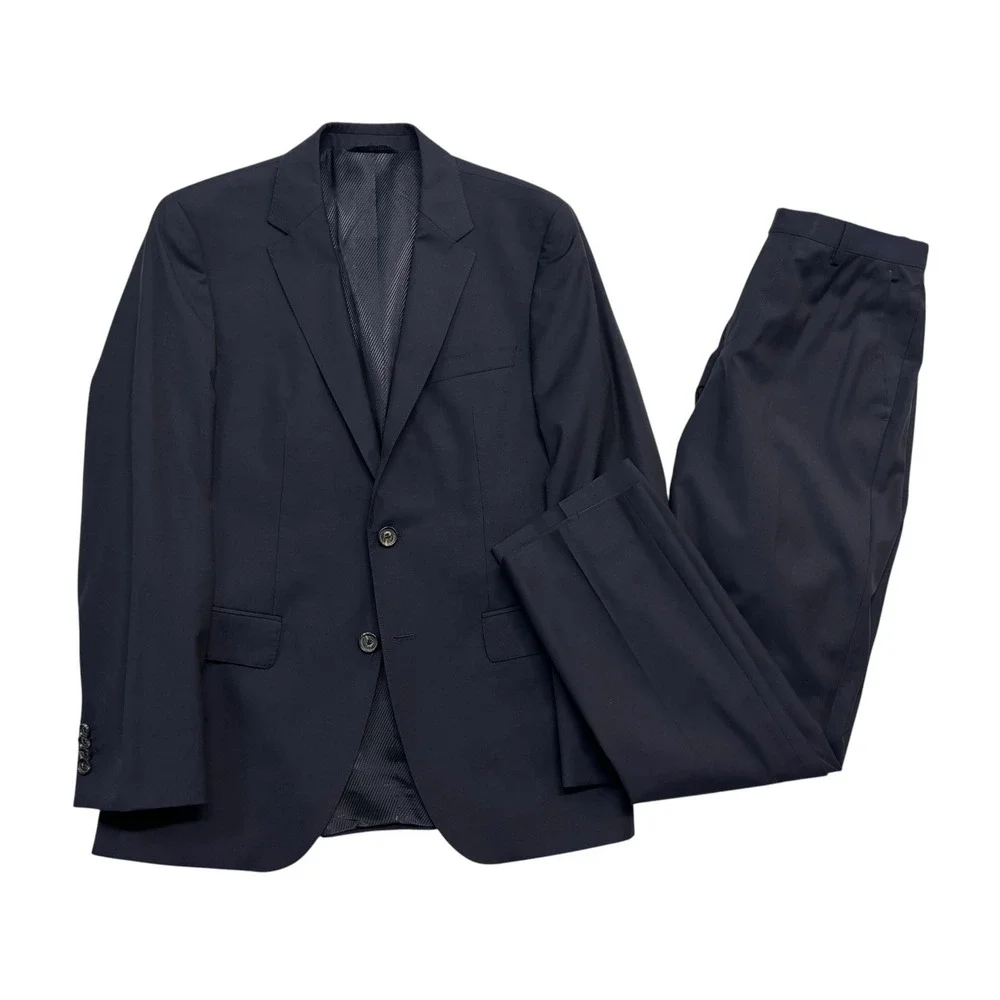 Hugo Boss 36R 31x30 Navy Blue 2pc Pant Suit The James3/Sharp5 Wool Flat Front